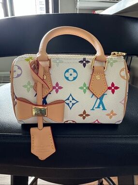 White Multicolor Mini Satchel Handbag with Crossbody Strap (NWT)